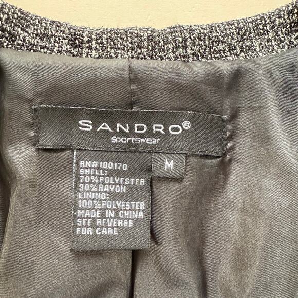 Sandro Sportswear‎ Gray Tweed Blazer Ruffle Front, Size Medium - Picture 3 of 10
